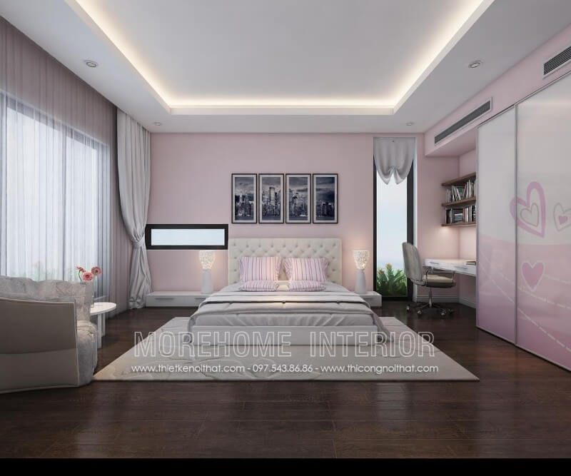 Mẫu giường ngủ gỗ Acrylic đầu giường bọc da, phần nút chần chắc chắn được coi như điểm nhấn ấn tượng cuốn hút bất cứ ánh mắt nào khi nhìn vào